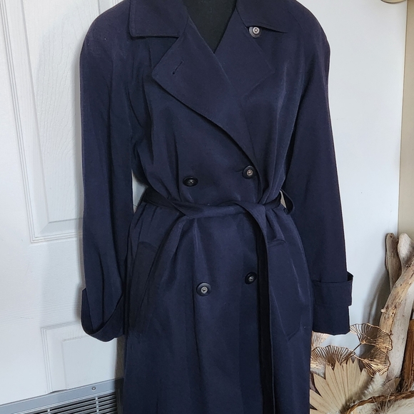80s 90s Navy blue light trench coat - Picture 6 of 6
